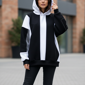 Pull-over en tricot sur mesure de haute qualité, coupe ample, couleur unie, sweat à capuche pour femme, broderie personnalisée sur le devant, finition délavée à l'acide, hiver - Product Image 4