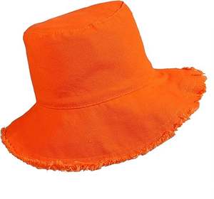 Chapeau bob vintage orange, doublure en fourrure, pliable, en tissu éponge épais, protection solaire, idéal pour l'hiver, l'été et la plage - Product Image 3