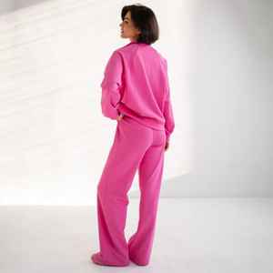 Conjunto de chándal de dos piezas sólido de invierno informal para hombre con sudadera cálida y pantalones Palazzo 100% algodón transpirable - Product Image 3