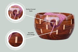 Cuenco de hilo de madera conjunto para tejer soporte para mantener el hilo enredado libre cuenco de tejer hecho a mano para tejedora - Product Image 3