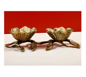 ชามทองเหลืองตกแต่งบ้านแบบคลาสสิก2ชิ้นพร้อมขาตั้งสำหรับตกแต่งบ้าน - Product Image 1