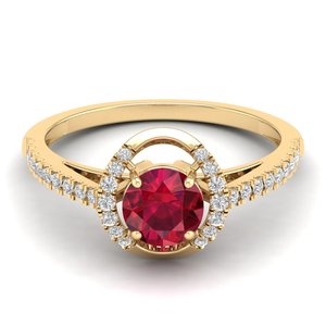 Bague de fiançailles REYES en or rose 14 carats avec diamant rond taille brillant et rubis de 0,84 carat, cadeau pour femme - Product Image 6