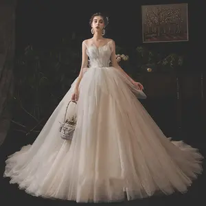 Layanan Desain Pakaian Peri Mesh Elegan Ikatan Simpul Bunga Gaun Malam untuk Acara Pesta Pernikahan Pantai Upacara Ulang Tahun