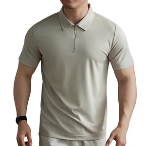 Men's Casual Business for <b>Polo</b> <b>Shirt</b> Summer Short Sleeve Half <b>Zip</b> Design Solid Pattern Knitted Plain Dyed Work <b>Zip</b>-Up Style ODM - Product Image 1