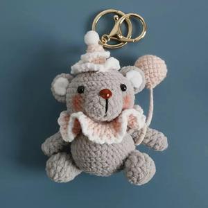 Crochet Super <b>Cute</b> Eco-friendly Fleece Crocheted <b>Bear</b> Cartoon Plush Key Chain-Handmade Knitted Heavy Industry Pendant Collection - Product Image 6