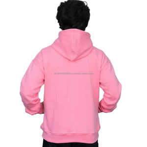 Sweat-shirt à capuche uni en molleton technique rose pastel essentiel pour homme, mélange de coton premium, confortable et personnalisable, livraison rapide sans frais de douane - Product Image 3