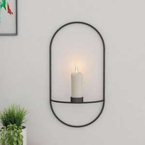 Elegant Black Iron <b>Tea</b> Light Stand Latest Design Wall Hanging Oval Shape Classic Home Decor Wholesale <b>Candle</b> Holders <b>Candle</b> Jars - Product Image 4