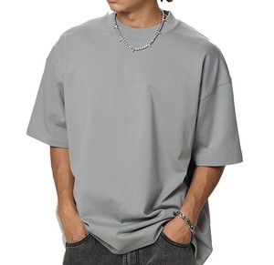 เสื้อยืดโอเวอร์ไซส์สำหรับผู้ชายผ้าคอตตอนป้องกันการพองของผู้ชายทรงหลวมไซส์ใหญ่พิเศษออกแบบได้ตามต้องการฤดูร้อน - Product Image 1