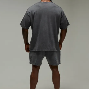 เสื้อยืดแขนสั้นผู้ชาย, เสื้อยืดผู้ชายผ้าฝ้าย100% ฟอกมีสไตล์สวมใส่สบายพิมพ์ลายทรงหลวม - Product Image 5