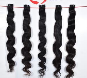 Extensions de cheveux humains vierges bruts non traités 100% naturels indiens, alignés sur les cuticules, pour femmes noires, double trame machine - Product Image 3