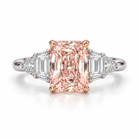 Bague de fiançailles en diamant rose de laboratoire taille princesse avec pierres latérales, or 18 carats, certifiée IGI, bijoux de luxe pour mariage et soirée