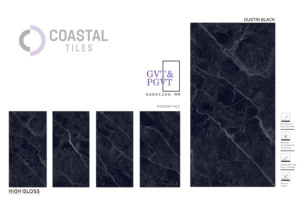 Porcelaine 600 X1200 mm Dustin Black High Glossy Tile Carreaux antidérapants pour sol avec un look époustouflant - Product Image 2