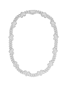 Chaînes cubaines en forme de cœur entièrement serties de moissanite VVS de luxe - Product Image 2