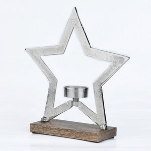 Bougeoir élégant en métal et arbre de Noël avec base en bois pour la décoration festive argentée de la meilleure qualité et la décoration intérieure - Product Image 6