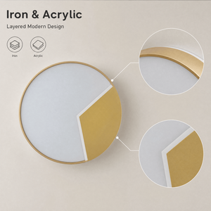 Modern Gold Round <b>Led</b> <b>Ceiling</b> <b>Light</b> With Acrylic Iron Surface Mount Design For Living Room <b>Bedroom</b> Dining Room - Product Image 4