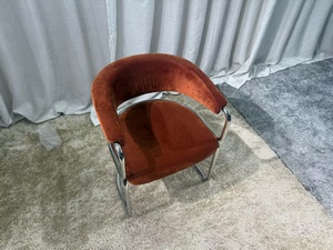 Kursi makan berlapis kain beludru pendingin Modern dengan kaki baja tahan lama untuk ruang makan rumah kantor & Apartemen - Product Image 2