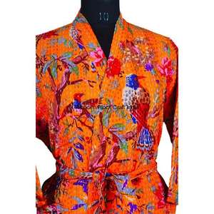 Bata Kimono Acolchada de Punto 100% Algodón Puro, Hecha a Mano, para Invierno/Primavera/Otoño, Acogedora, con Patrón Ecológico para Niñas - Product Image 4