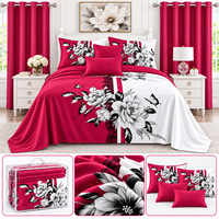 Collection de literie imprimée 8 pièces en promotion avec rideaux et taies d'oreiller assortis (OEM/ODM)
