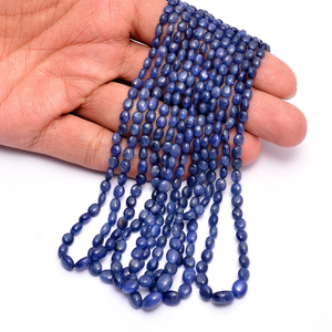 AAA + naturel bleu saphir lisse perles ovales pierres précieuses 3x4mm-5x7mm perles saphir bleu pierres précieuses perles lisses pour bijoux - Product Image 4