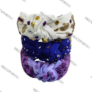 Geaux Tigers Gameday ที่คาดผมลูกปัดสีม่วงและสีทองประดับลูกปัด headpiece เกมวันอุปกรณ์เสริมจิตวิญญาณสำหรับผู้หญิง - Product Image 2