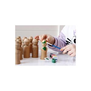 Montessori giocattoli in legno fatti a mano piolo bambola 6 pezzi Set di pittura compreso pennello peg12-7,5cm - Product Image 1