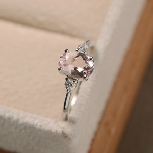 Real Natural Morganite Engagement <b>Ring</b> Sterling <b>Silver</b> Oval Cut Pink Stone Vintage Christian Style Prong Set Gemstone <b>Ring</b> - Product Image 2