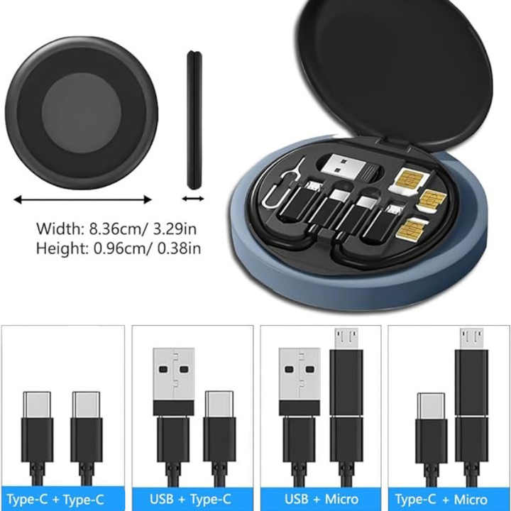 Ensemble de câbles USB type-c de charge rapide, avec support de téléphone portable en PVC, boîte de rangement de câbles de données multifonctions, appareils IOS, utilisation sur ordinateur