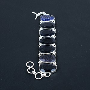 Bracelet délicat en argent sterling avec pierre de soleil bleue, charme vintage, bijoux faits à la main, cadeau pour maman - Product Image 3