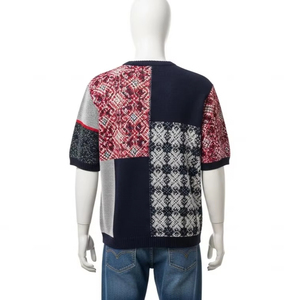 Knitted Crew Neck <b>Patchwork</b> T Shirt Cotton Blend Soft Touch Casual Daily Wear Fashion <b>Top</b> Comfortable Stylish Apparel Export - Product Image 3