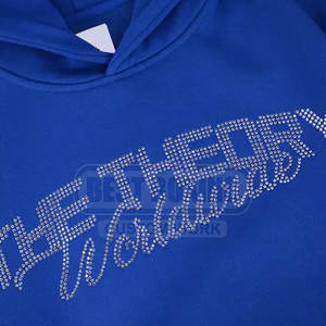 Sweat à capuche homme strass avec graphiques étincelants et poignets côtelés pour le confort Sweat à capuche homme mode basique avec strass brillant - Product Image 5