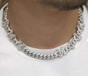 Chaîne cubaine en argent sterling 925 or blanc 14 carats 16mm pendentif pour hommes VVS1 Moissanite diamant 22 pouces excellents pendentifs à breloques - Product Image 3