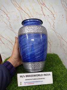 Urnas funerarias de aluminio de diseño hecho a mano, urnas de cremación de Metal de nube azul, urnas para adultos terminadas, urnas azules grabadas a mano indias - Product Image 5