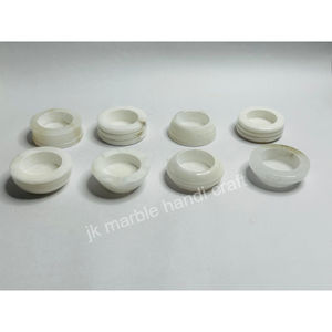 Petit vase à bougie chauffe-plat en marbre albâtre rond dessus de table design pour la maison décoration de noël couleur blanche - Product Image 6