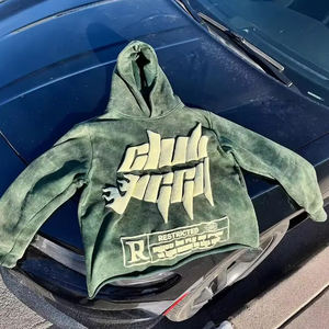 Sudaderas térmicas de invierno de estilo suelto con estilo para hombre, sudaderas con capucha de algodón y poliéster de manga larga 100%, cómodas y teñidas lisas - Product Image 1