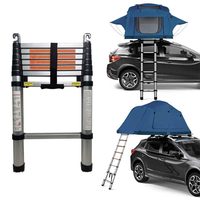 Échelle de tente portable, multifonctionnelle, télescopique, en aluminium épaissi, pliable, capacité de charge de 150 kg, 7 marches, extérieur