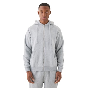 Sudadera con capucha con cremallera de lana de peso pesado 400 Gsm 100% algodón negro sólido ajuste Regular temporada de invierno cuello con capucha cremallera térmica - Product Image 1