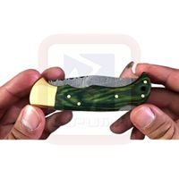 Poignée en résine verte acier garde Camping chasse couteaux de survie fait à la main damas couteau à lame fixe