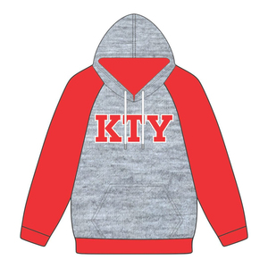 Sudadera con Capucha Gris KAP, Mangas Raglán Rojas, Mezcla de Algodón, Ropa de Fraternidad Griega, Personalizada, Divine Nine HBCU, Ropa Urbana Griega - Product Image 2