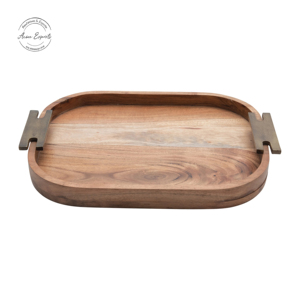 Bandeja Grande de Madera Hecha a Mano al por Mayor de Fábrica con Acabado Esmaltado Premium para Centro de Mesa - Product Image 4