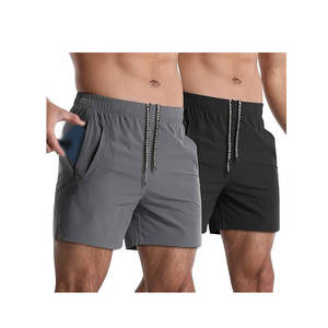 Pantalon de survêtement athlétique pour hommes, short de gymnastique taille moyenne avec logo sur le devant, vente en gros, vêtements de sport à compression pour la course à pied, le fitness et le sport - Product Image 2