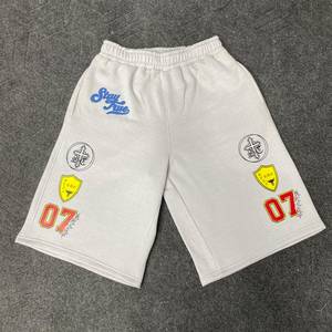 Pantalones Cortos Deportivos para Hombre, Estilo Vintage, Mezcla de Algodón Lavado, Corte Holgado, Logotipo Personalizado Impreso en la Parte Delantera, Cintura Elástica, Estilo Urbano, Talla 6XL - Product Image 1