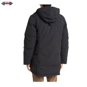 Distressed <b>Canvas</b> Men's Puffer <b>Jacket</b> Thick Plain Black Custom Printed Washed Hole Decorations Stand Front Pocket Anti-Bacterial - Product Image 4