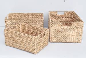 Natural Water Hyacinth Handwoven Storage <b>Tray</b> Versatile Rectangular Design for Living Room/Bathroom/<b>Kitchen</b> Various Sizes - Product Image 2