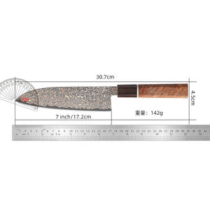 มีดเชฟด้ามไม้เหล็กดามัสกัสสีญี่ปุ่นบริการ ODM งานตามสั่งมีดทำครัวทำจากเหล็กดามัสกัสสี - Product Image 6