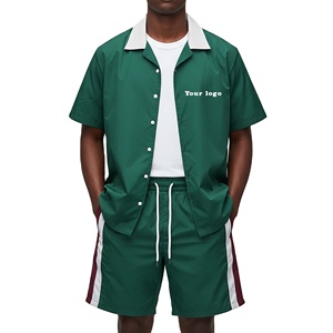 Conjunto Deportivo de 2 Piezas, Ligero, de Algodón, Color Sólido, Estilo Urbano, de Alta Calidad, con Cierre de Cordón, Cortavientos y Pantalones Cortos - Product Image 1