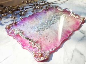 Bandeja de servicio de epoxi de resina hecha a mano funcional, elementos esenciales de cocina únicos para el hogar, restaurante, Hotel, servicio decorativo Tra - Product Image 4