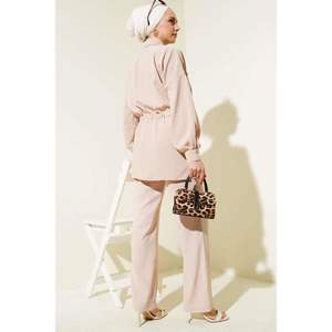 Linda 2 pièces ensemble avec taille tunnel et laçage Beige - Product Image 2