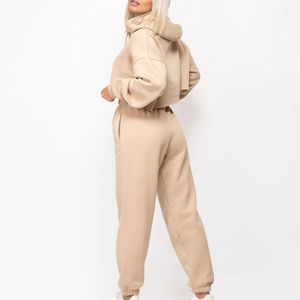 ชุดวอร์ม2ชิ้นสำหรับใส่ไปยิมของผู้หญิงเสื้อครอปไซส์ออกแบบได้ตามต้องการเสื้อผ้าลำลองมาใหม่เสื้อผ้าคอตตอน100% - Product Image 5