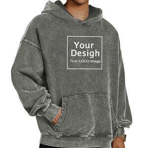 Sudadera con capucha de lana de algodón lavado ácido Vintage de gran tamaño personalizada para hombres diseño bordado para la temporada de invierno - Product Image 1