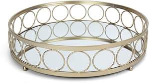 Plateau de vanité rond miroir argenté de luxe, organisateur de parfums et bijoux en métal, présentoir de cosmétiques pour la décoration intérieure - Product Image 2